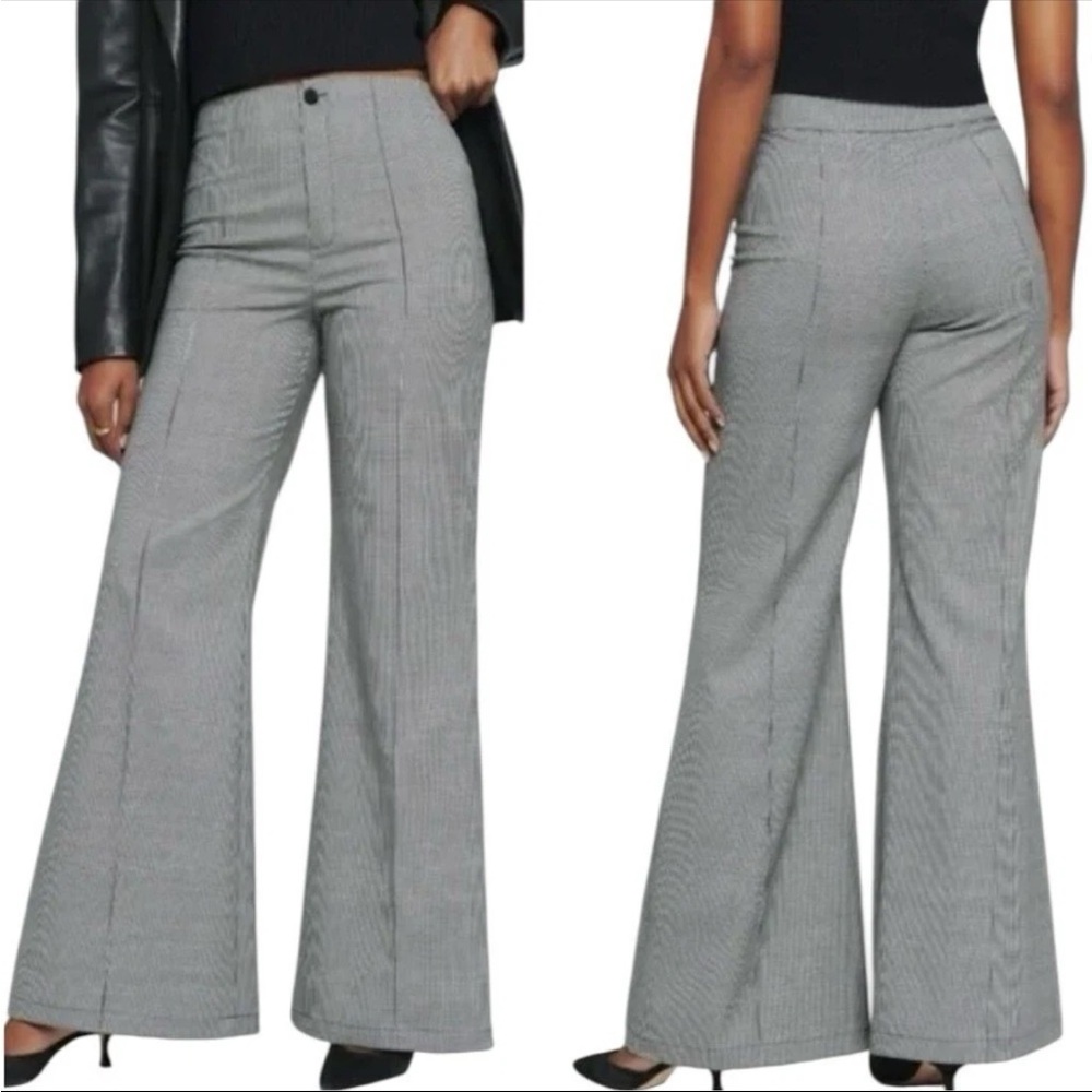 Reformation Petites Silvie Black & White Houndstooth Wide Leg Pants Sz 4